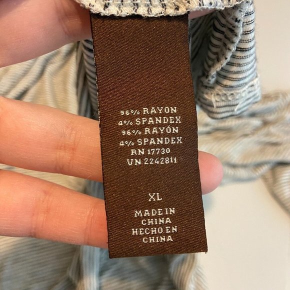 Knox Rose Women XL Striped Peasant Top Blouse Off Shoulder Tie Short Sleeve Boho - Picture 6 of 10